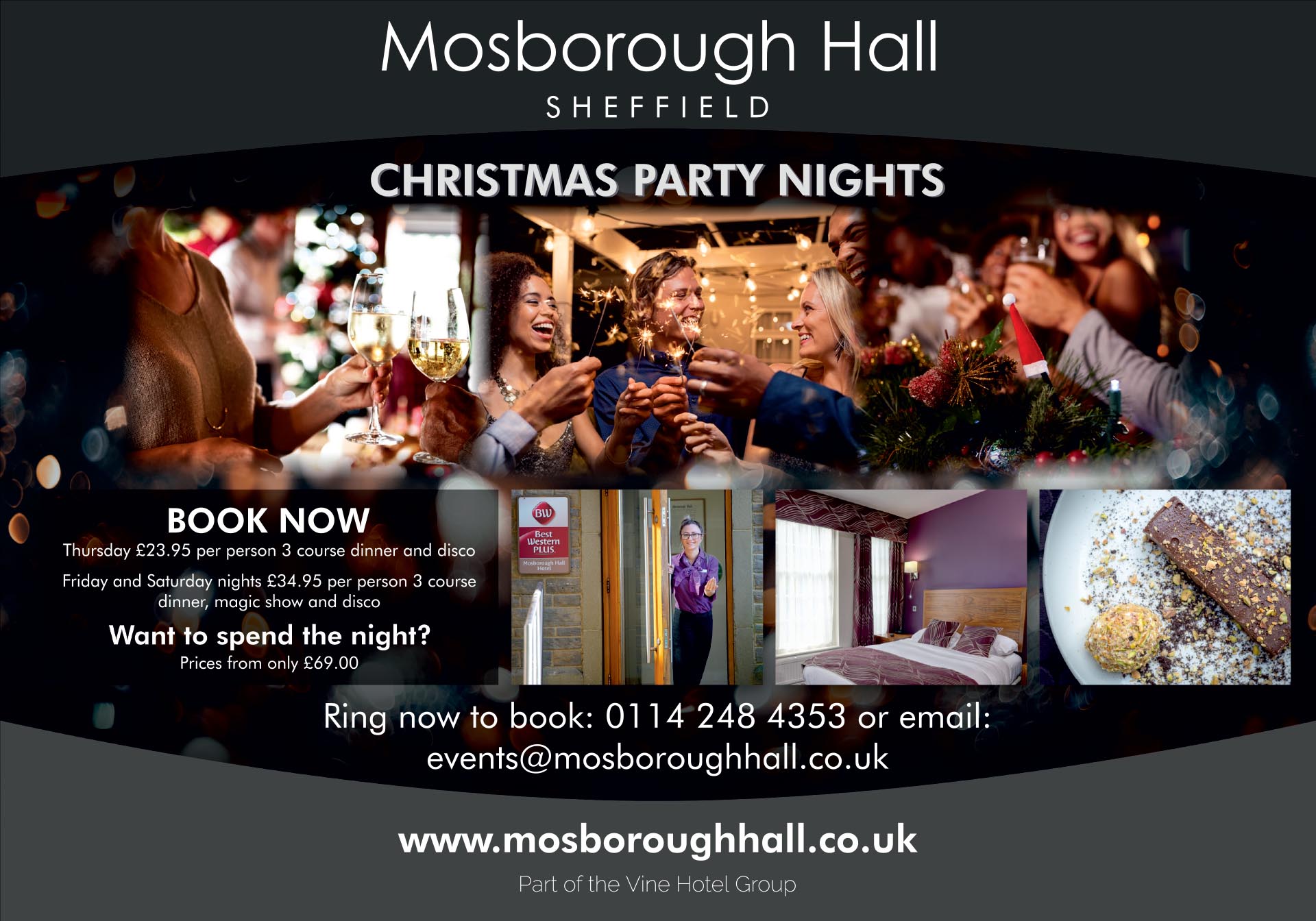 Derbyshire Life Half Page September Christmas Party Nights at Mosborough Hall