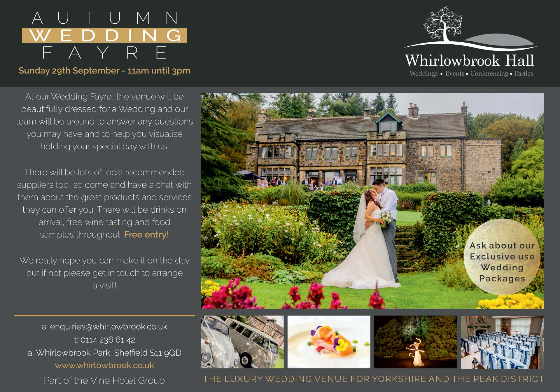Luxury Party venues for Yorkshire and The Peak District Whirlowbrook Hall